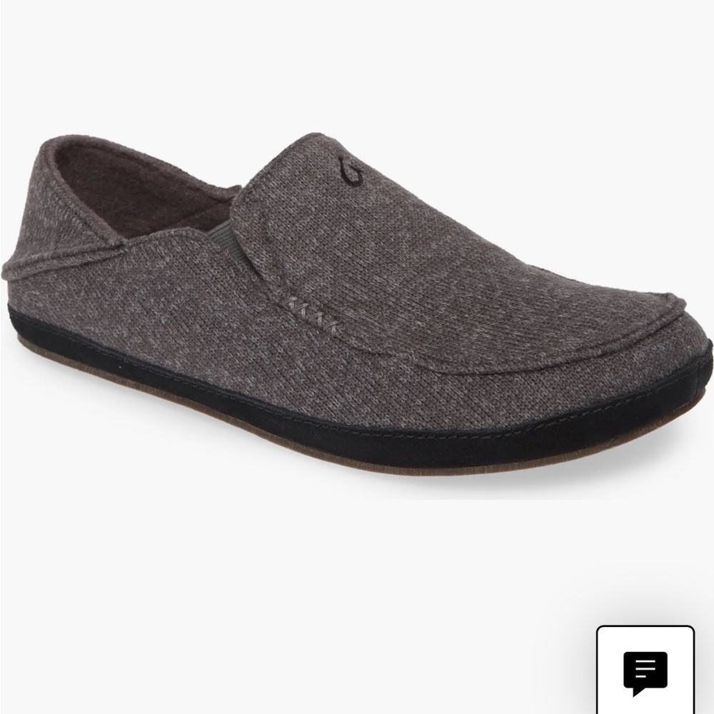 OluKai ʊ Moloā Hulu Breathable Wool Slippers ʊ Dark Shadow ʊ 12 ʊ Drop in Heel ʊ
